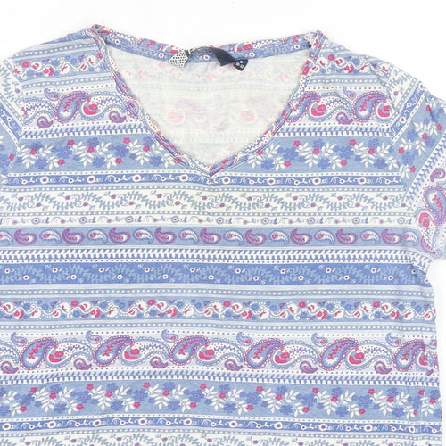 EWM Womens Multicoloured Paisley 100% Cotton Basic T-Shirt Size 10 V-Neck