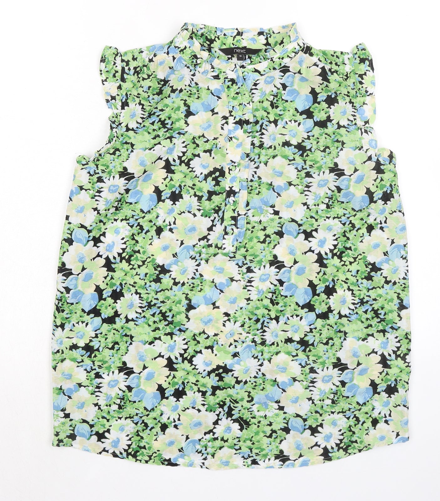 NEXT Womens Multicoloured Floral Polyester Basic Blouse Size 10 Mock Neck