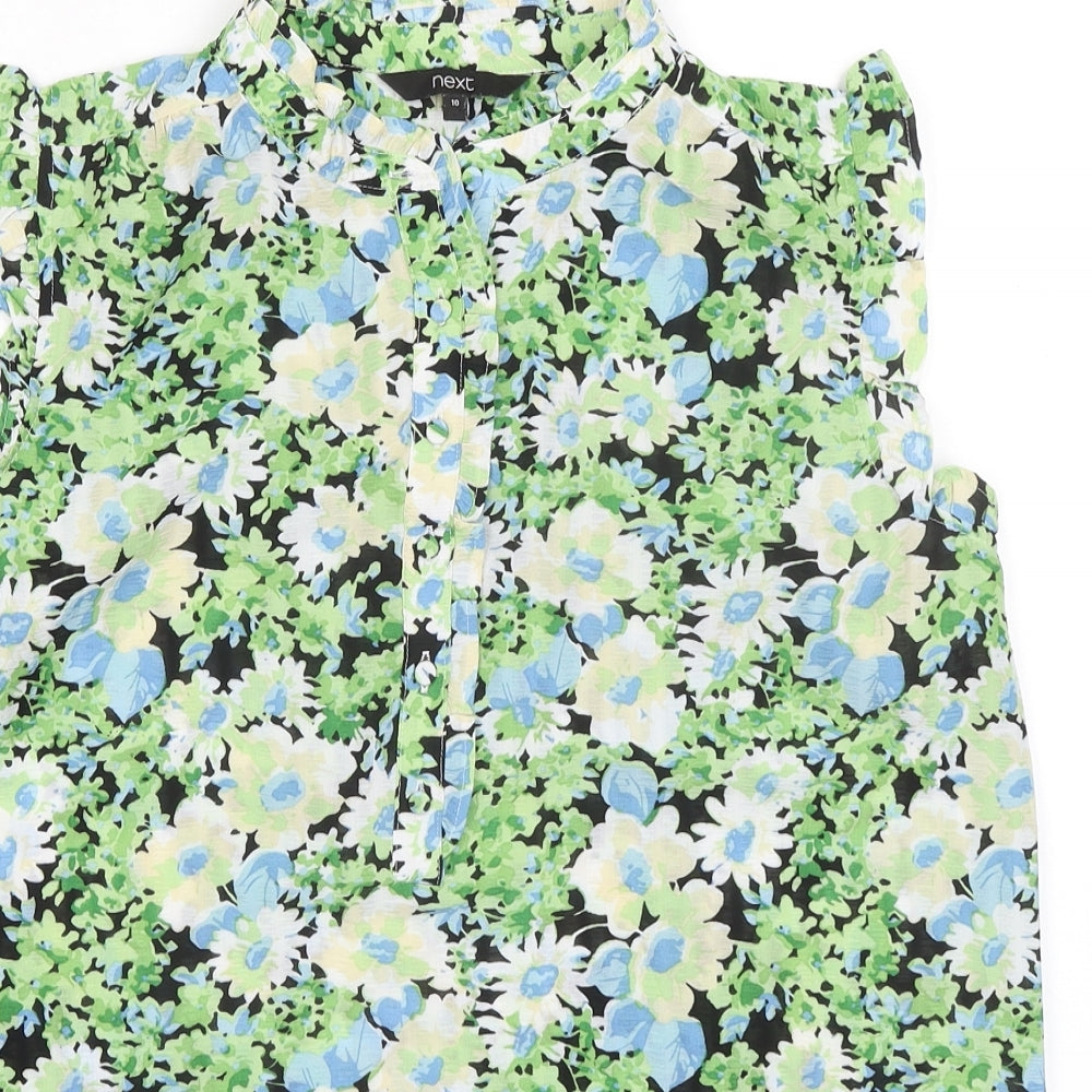NEXT Womens Multicoloured Floral Polyester Basic Blouse Size 10 Mock Neck