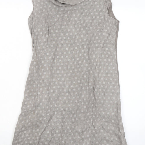 Lina Tomei Womens Grey Geometric Linen Shift Size S Boat Neck Pullover