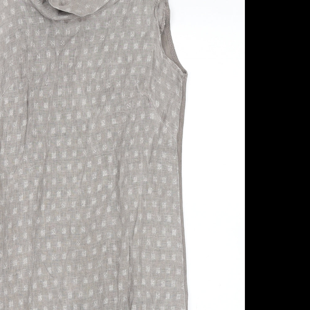 Lina Tomei Womens Grey Geometric Linen Shift Size S Boat Neck Pullover
