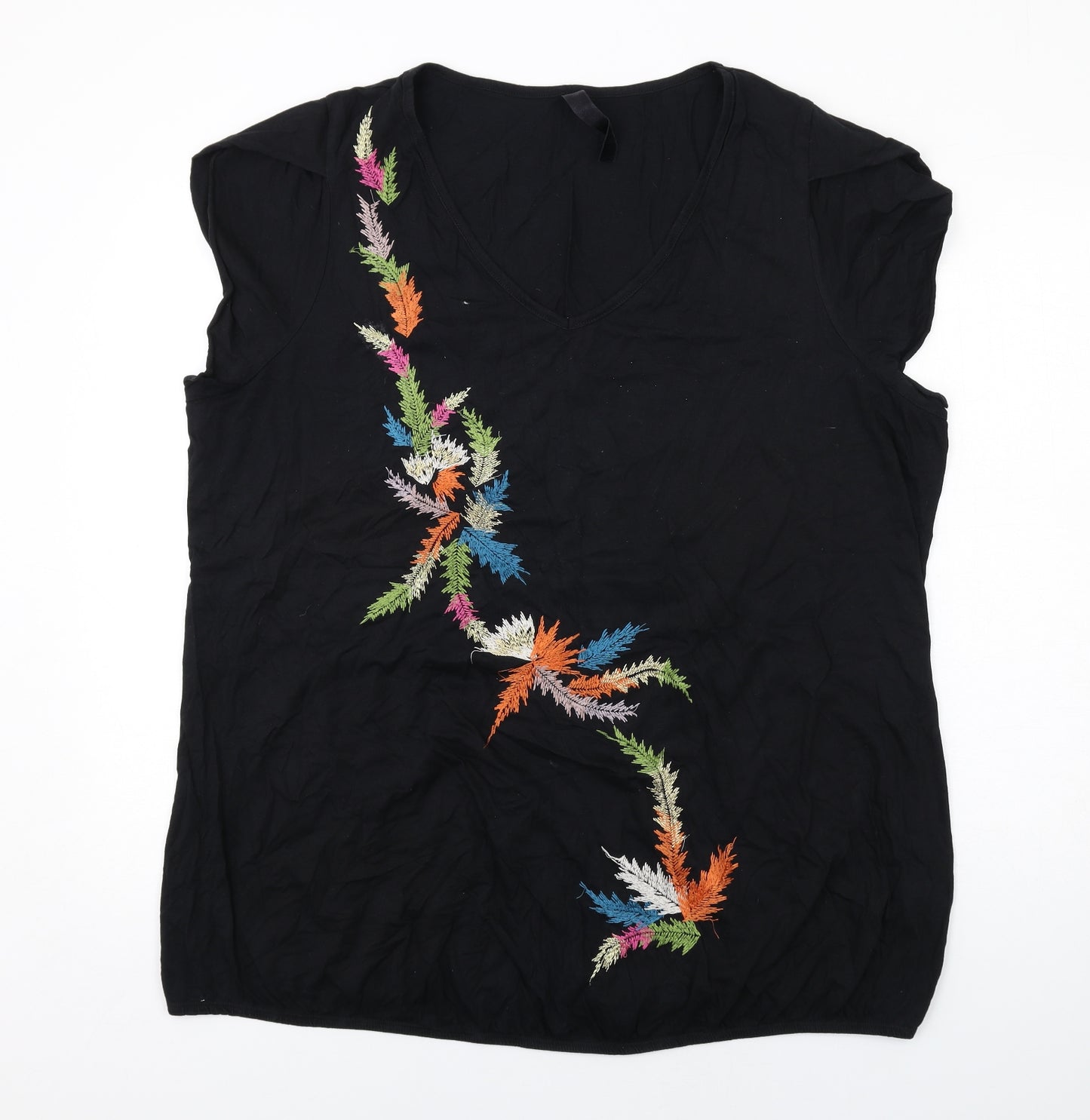 Evans Womens Black Cotton Basic Blouse Size 26 V-Neck