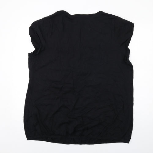 Evans Womens Black Cotton Basic Blouse Size 26 V-Neck