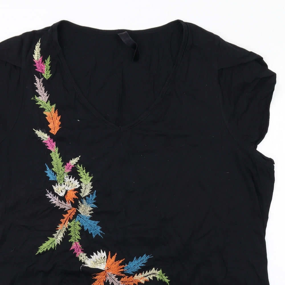 Evans Womens Black Cotton Basic Blouse Size 26 V-Neck