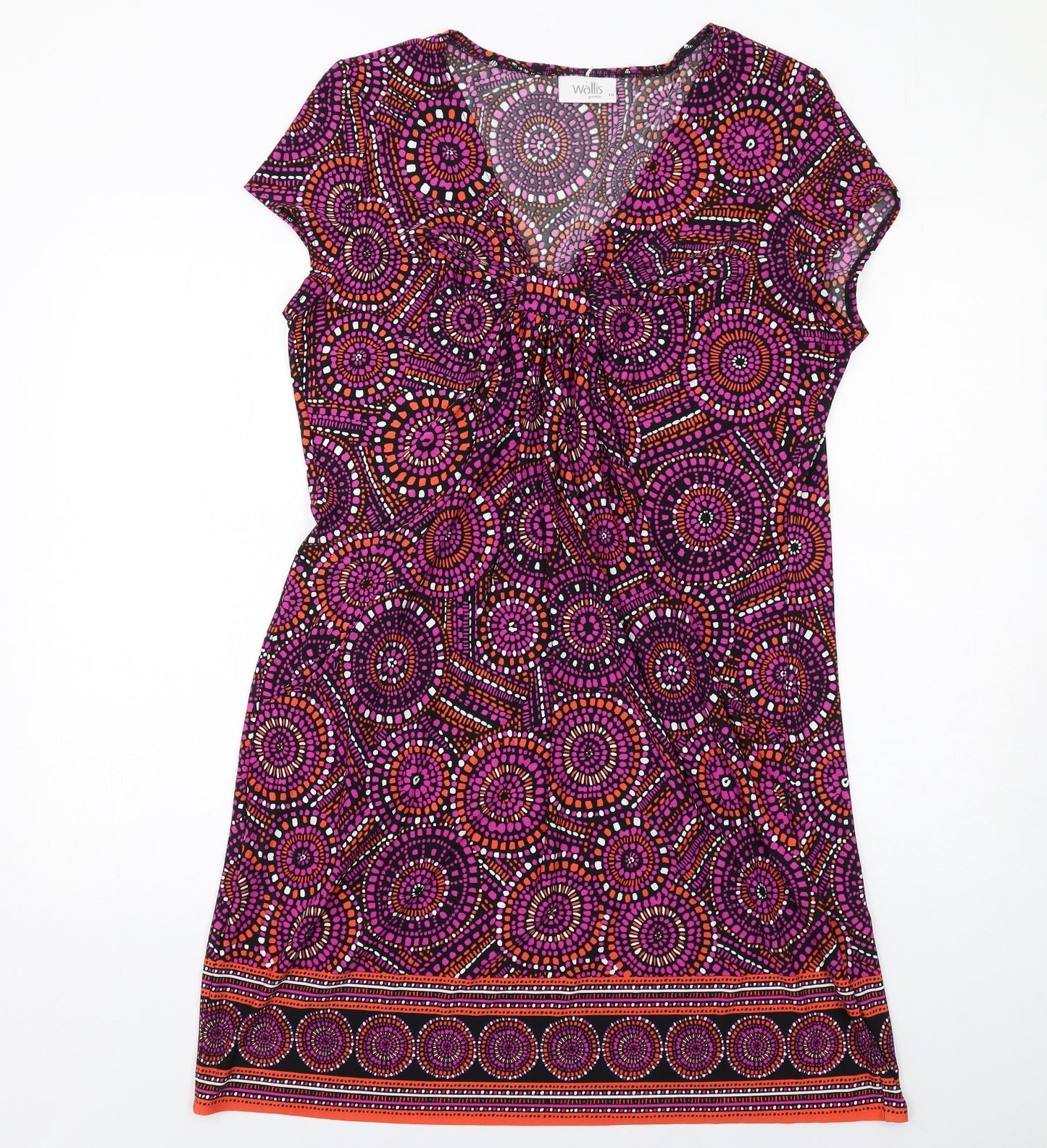 Wallis Womens Multicoloured Geometric Polyester T-Shirt Dress Size 18 V-Neck Pullover