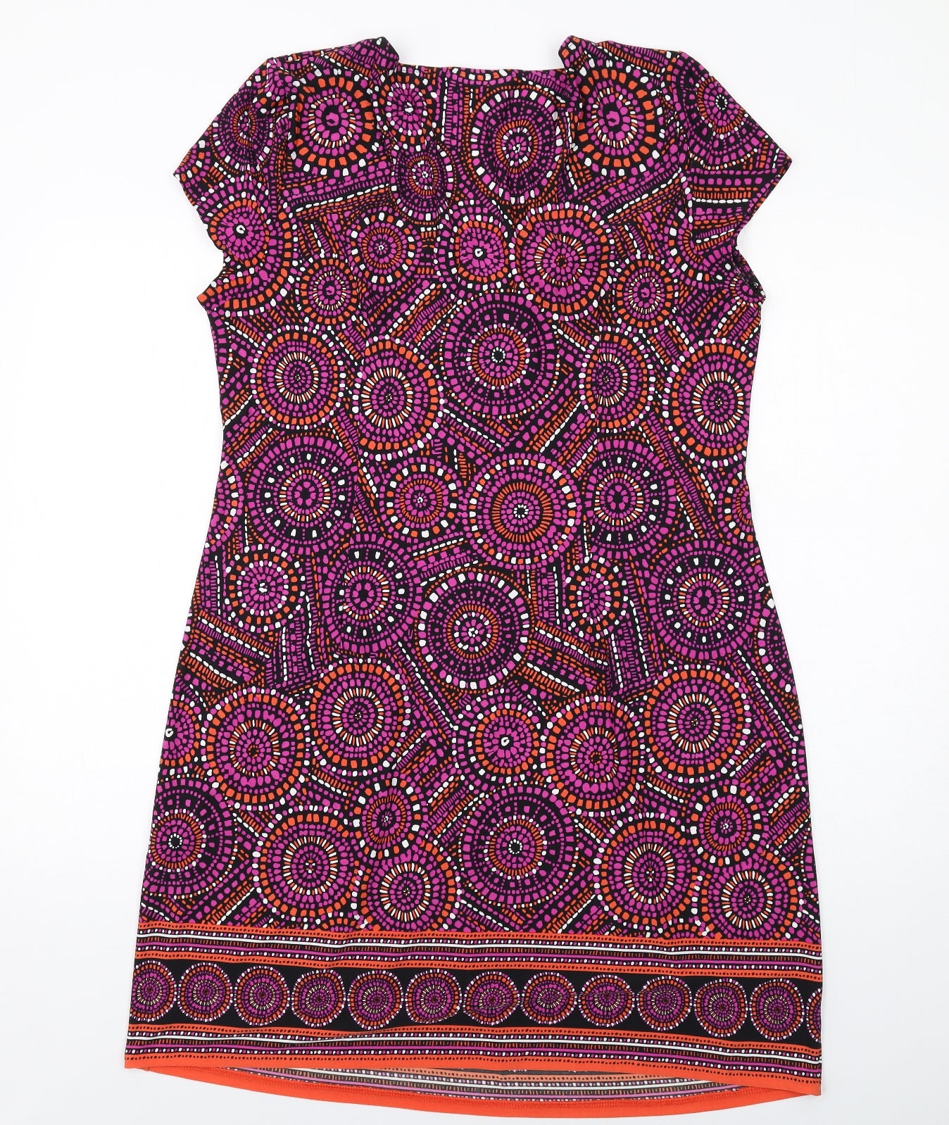 Wallis Womens Multicoloured Geometric Polyester T-Shirt Dress Size 18 V-Neck Pullover