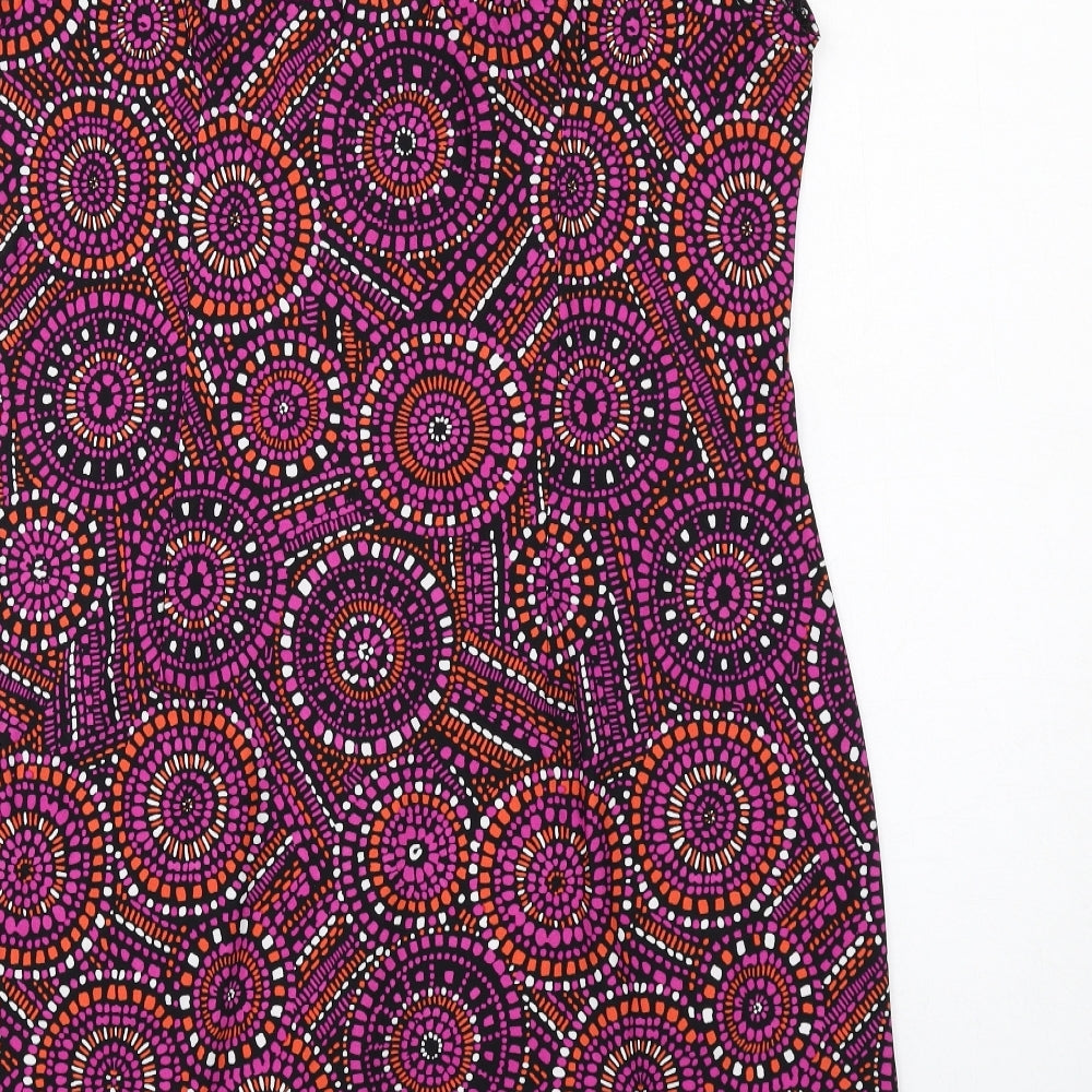 Wallis Womens Multicoloured Geometric Polyester T-Shirt Dress Size 18 V-Neck Pullover