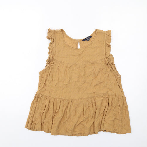 American Eagle Outfitters Womens Beige Viscose Basic Tank Size M Boat Neck