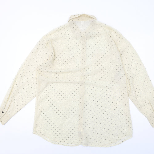 American Apparel Womens Ivory Polka Dot Polyester Basic Button-Up One Size Collared