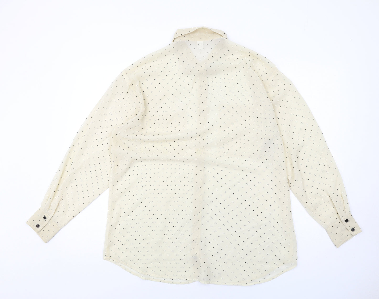 American Apparel Womens Ivory Polka Dot Polyester Basic Button-Up One Size Collared