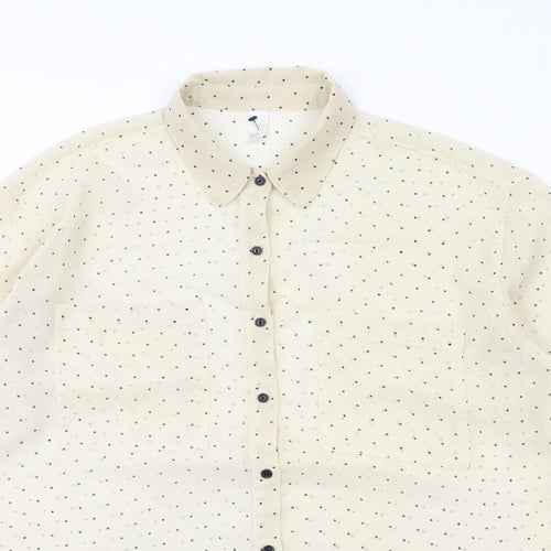American Apparel Womens Ivory Polka Dot Polyester Basic Button-Up One Size Collared