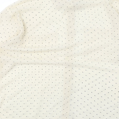 American Apparel Womens Ivory Polka Dot Polyester Basic Button-Up One Size Collared