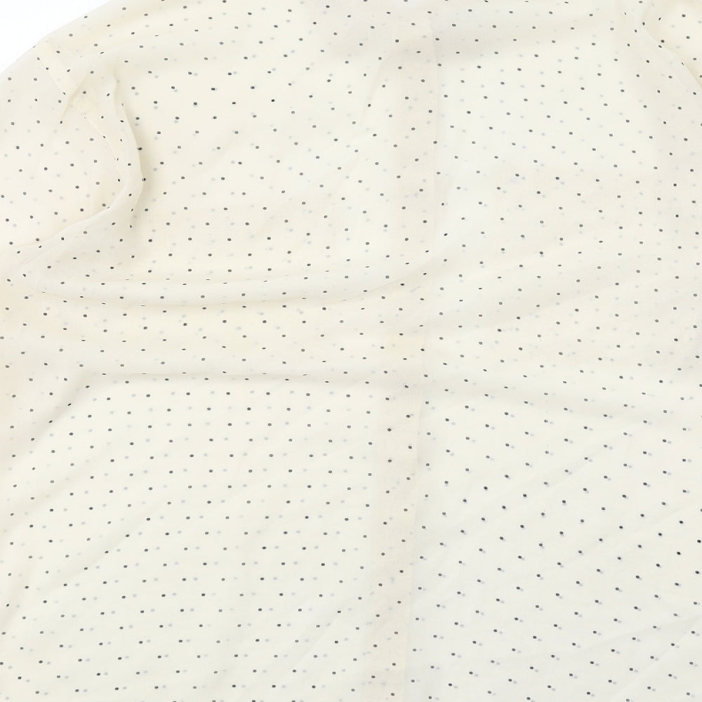 American Apparel Womens Ivory Polka Dot Polyester Basic Button-Up One Size Collared