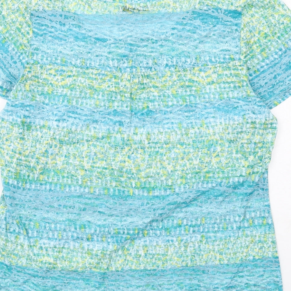 Per Una Womens Multicoloured Geometric Cotton Basic T-Shirt Size 14 Round Neck