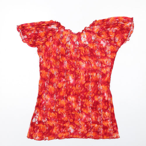 Store Twenty One Womens Multicoloured Geometric Nylon Basic Blouse Size 14 Round Neck