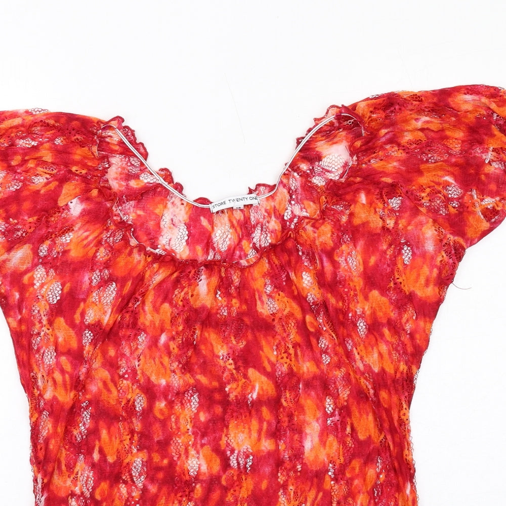 Store Twenty One Womens Multicoloured Geometric Nylon Basic Blouse Size 14 Round Neck