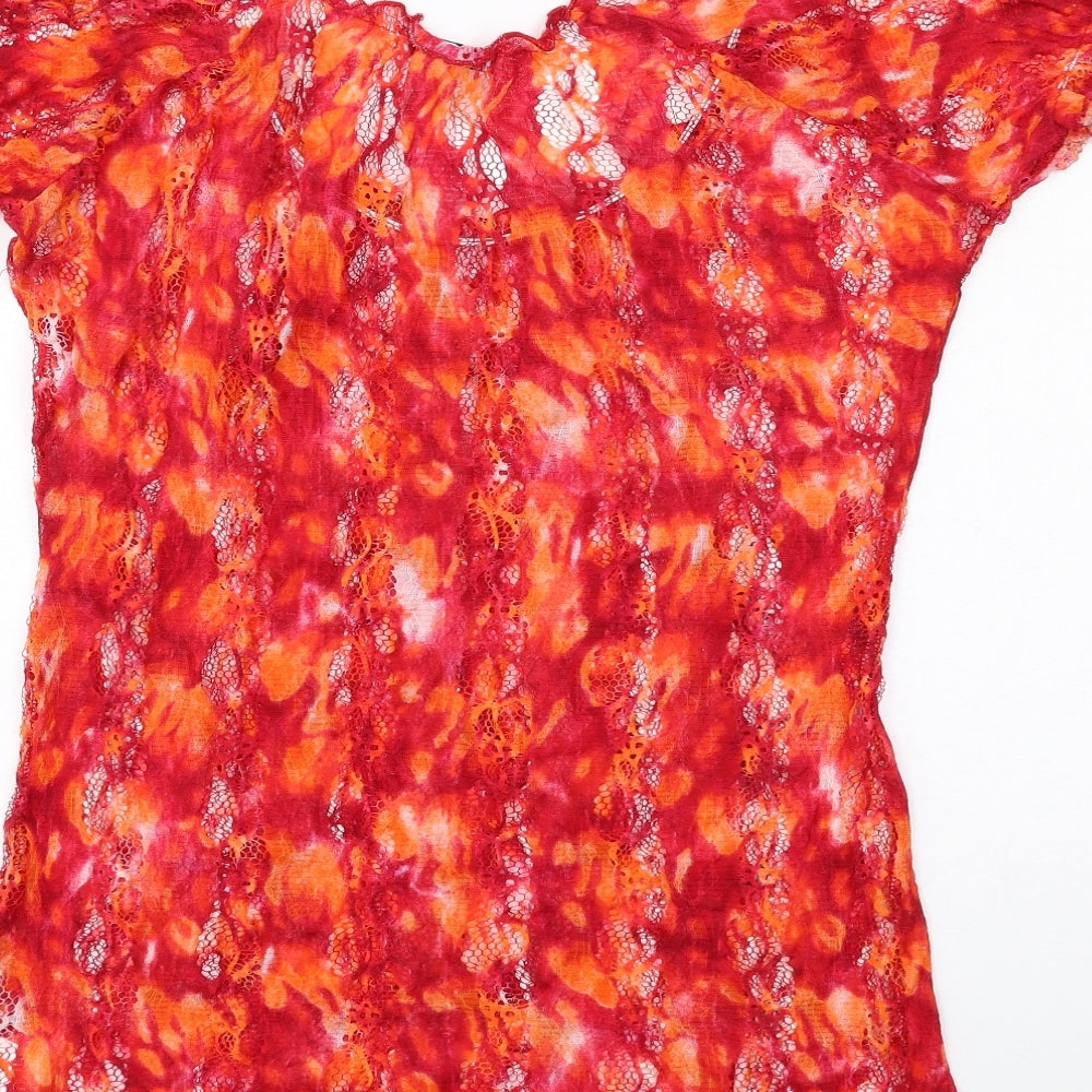 Store Twenty One Womens Multicoloured Geometric Nylon Basic Blouse Size 14 Round Neck