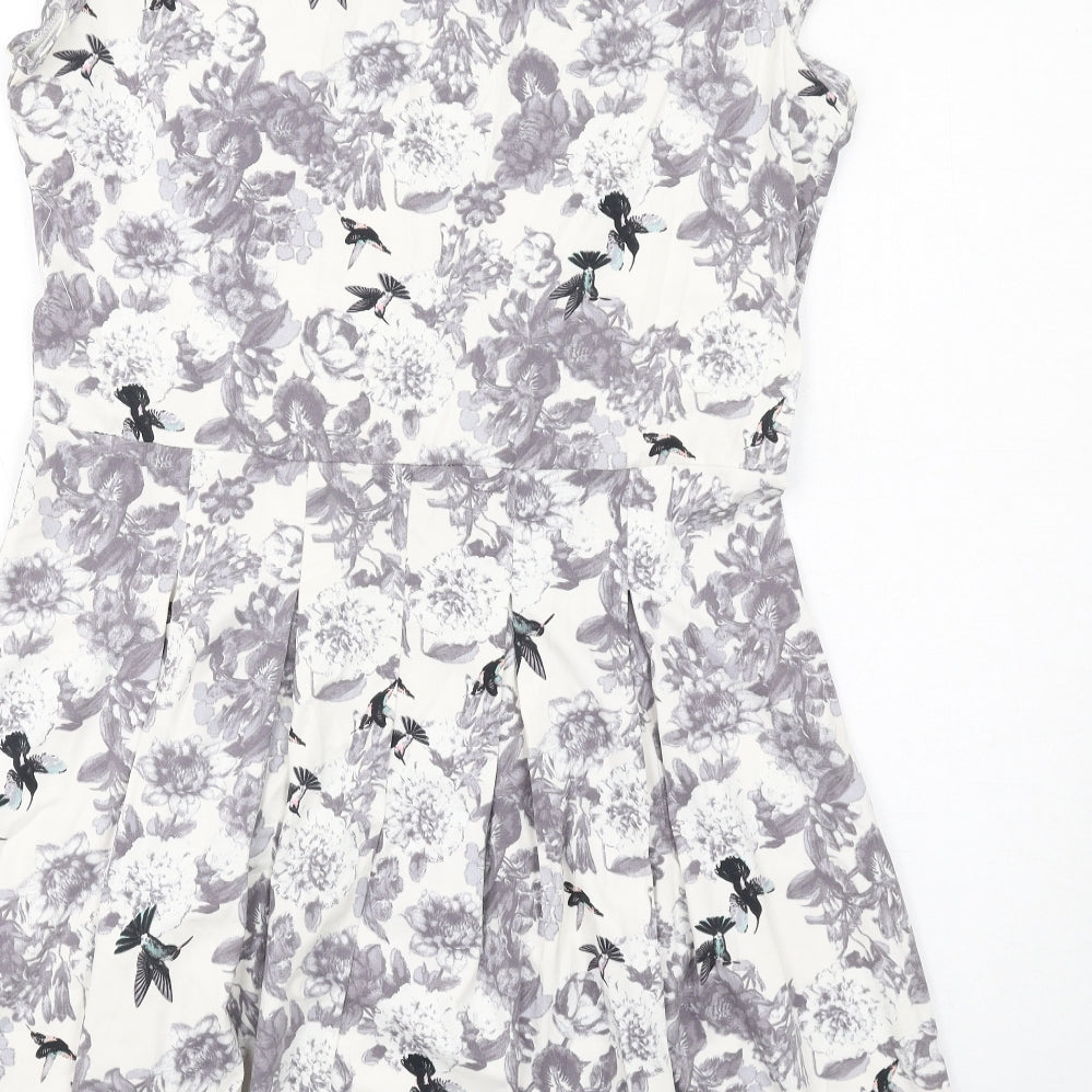 Dorothy Perkins Womens Grey Floral Cotton A-Line Size 18 Round Neck Pullover