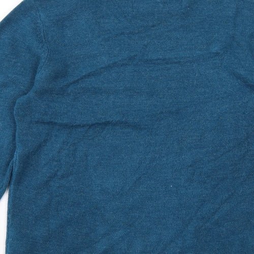 Maine Womens Blue Square Neck Acrylic Pullover Jumper Size 10