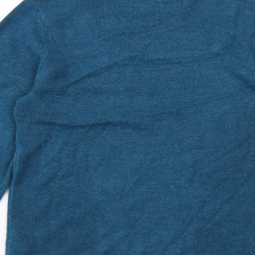 Maine Womens Blue Square Neck Acrylic Pullover Jumper Size 10