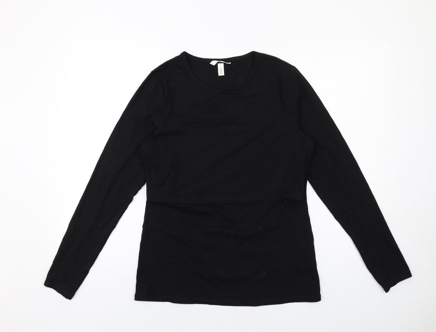 H&M Womens Black Cotton Basic T-Shirt Size M Round Neck