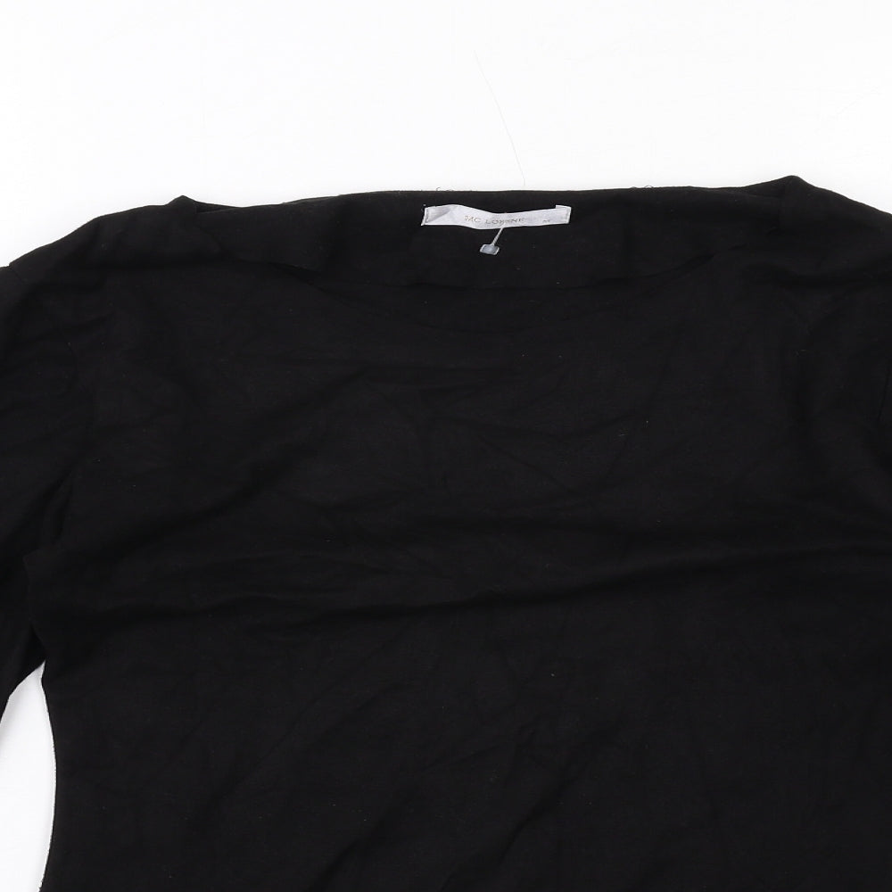 MC Lorene Womens Black Polyester Basic T-Shirt Size M Round Neck