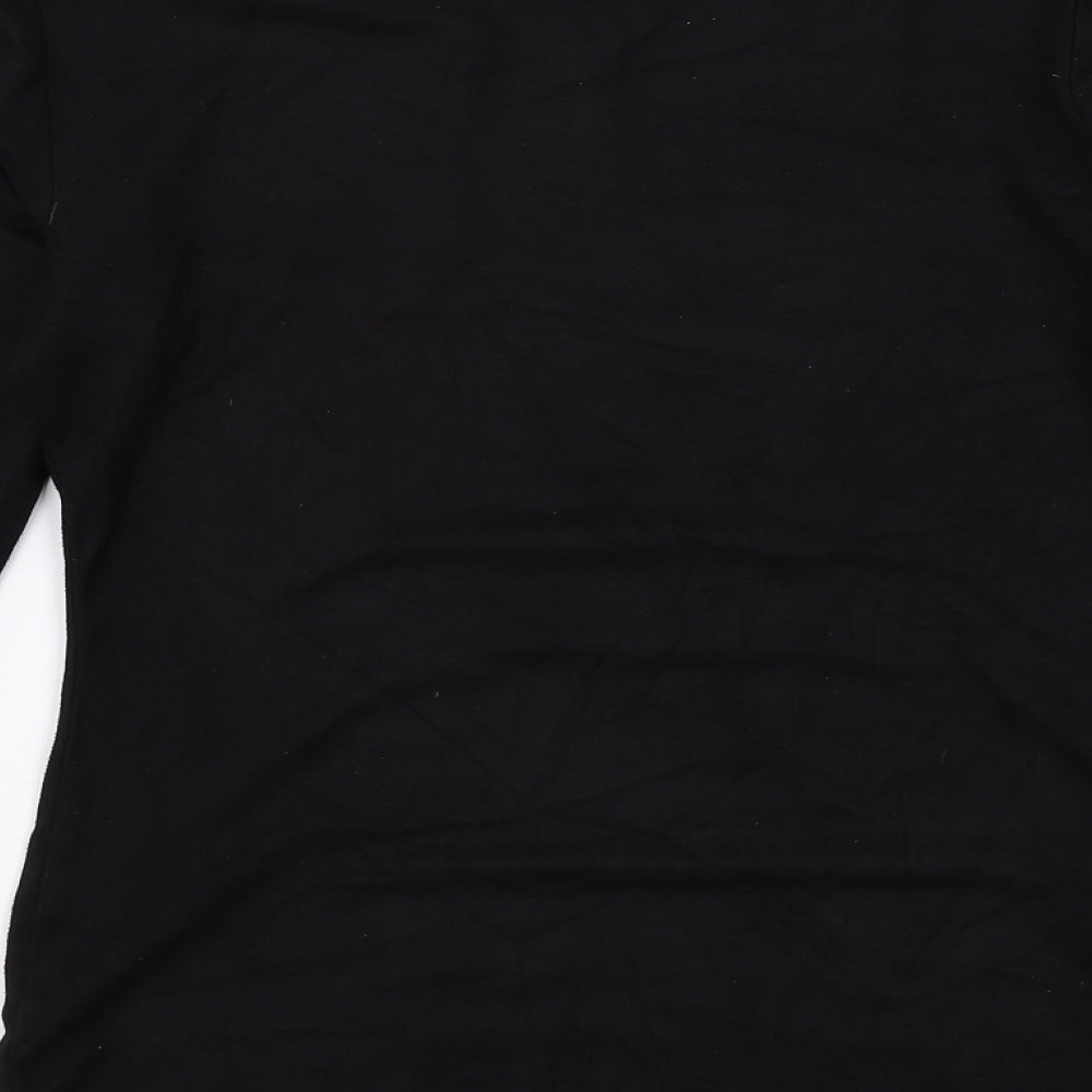 MC Lorene Womens Black Polyester Basic T-Shirt Size M Round Neck