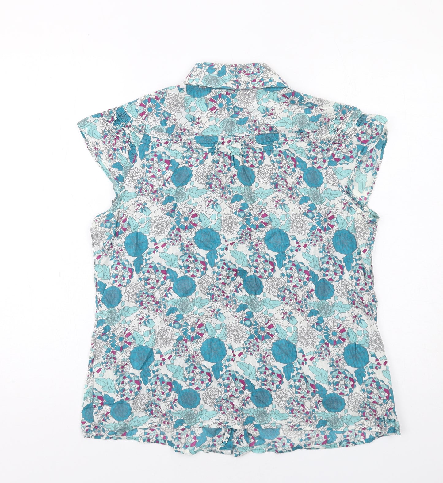 Fat Face Womens Multicoloured Geometric Cotton Basic Button-Up Size 16 Collared