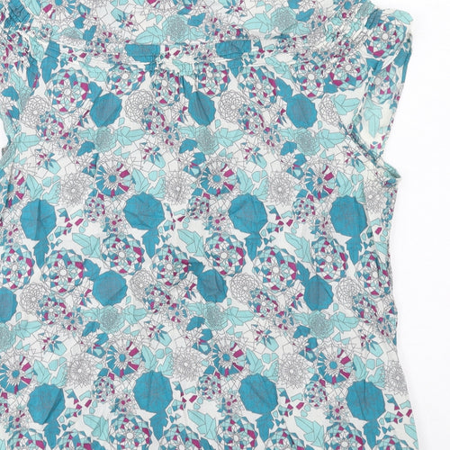 Fat Face Womens Multicoloured Geometric Cotton Basic Button-Up Size 16 Collared