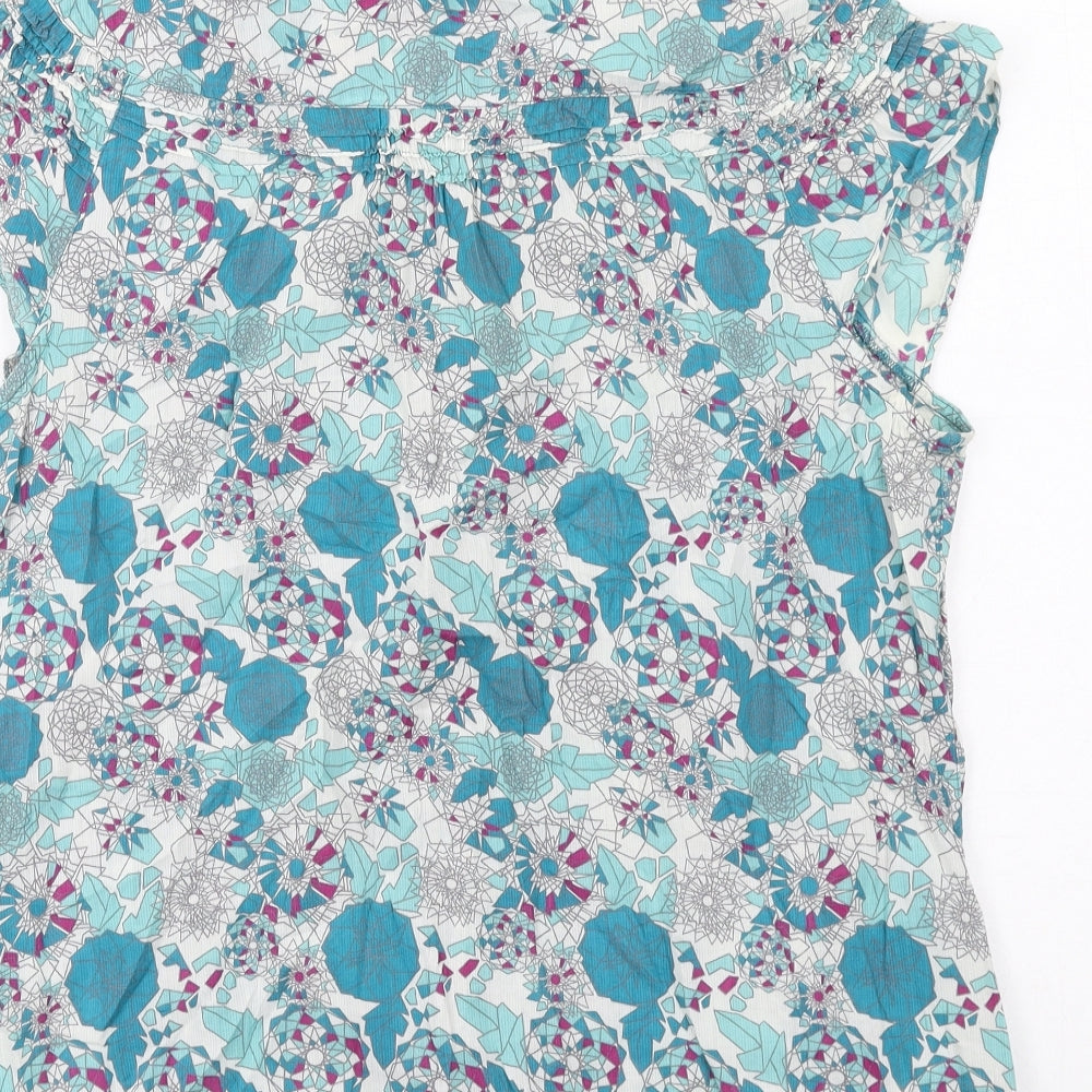 Fat Face Womens Multicoloured Geometric Cotton Basic Button-Up Size 16 Collared