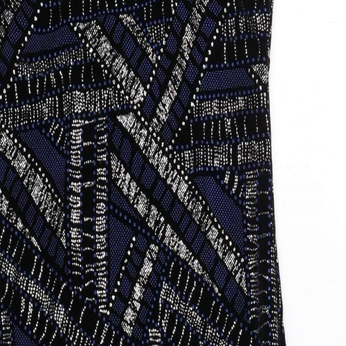 Doll Womens Black Geometric Polyester Shift Size 10 V-Neck Pullover