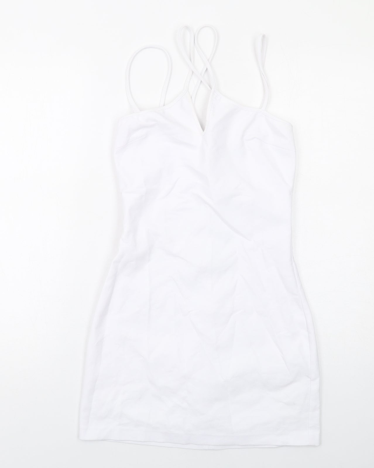 Zara Womens White Polyester Mini Size XS Halter Zip