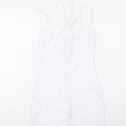 Zara Womens White Polyester Mini Size XS Halter Zip