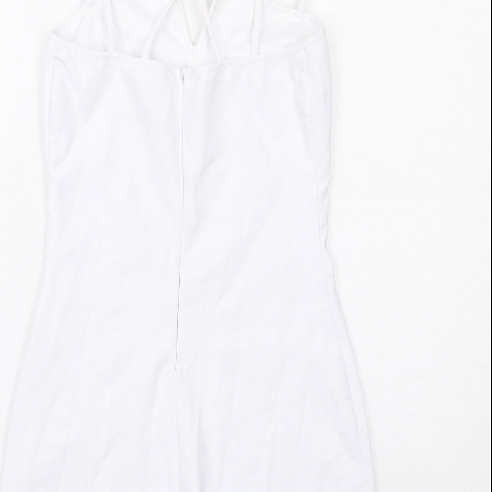 Zara Womens White Polyester Mini Size XS Halter Zip