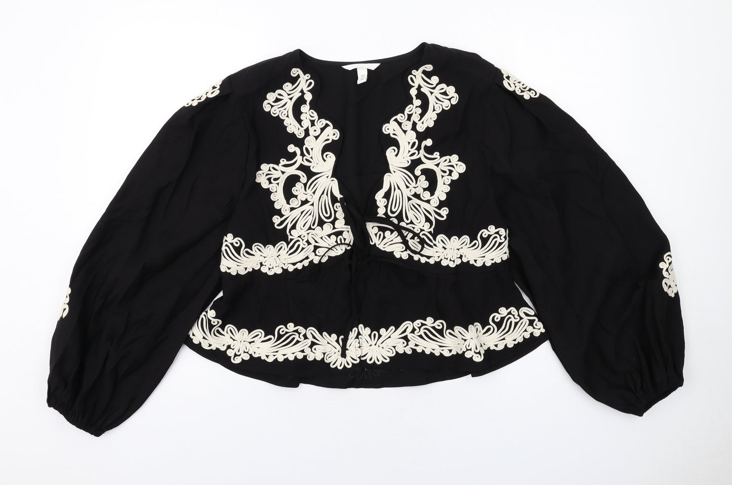 H&M Womens Black Viscose Basic Blouse Size M V-Neck