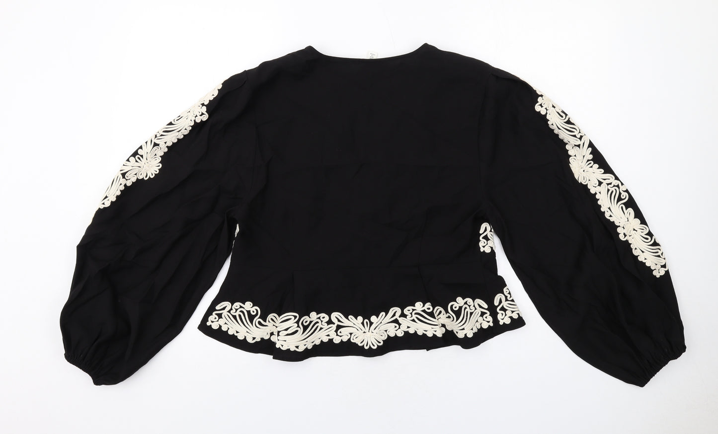 H&M Womens Black Viscose Basic Blouse Size M V-Neck