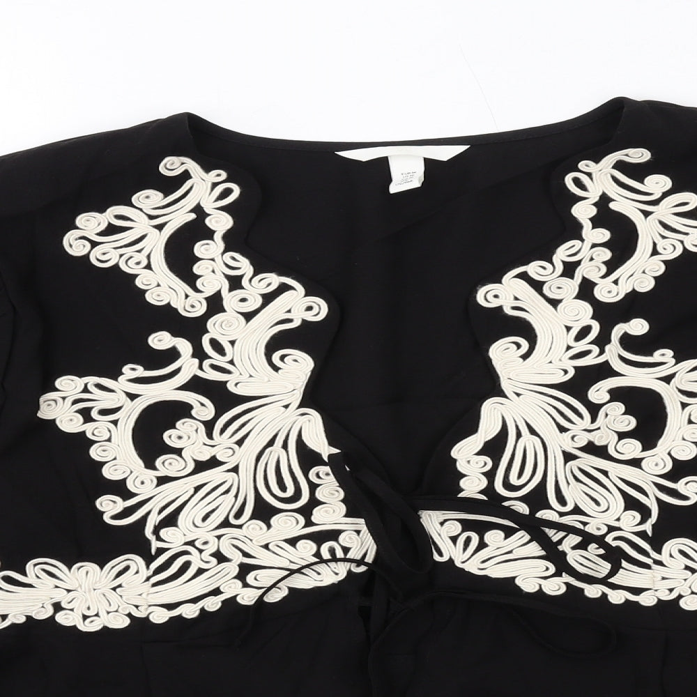 H&M Womens Black Viscose Basic Blouse Size M V-Neck