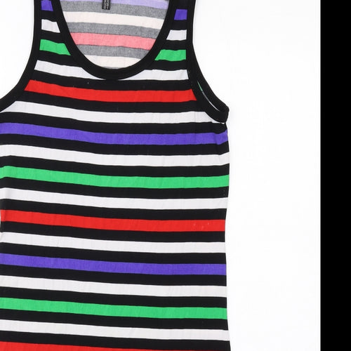 Simon Jeffrey Womens Multicoloured Striped Polyester Tank Dress Size 10 Boat Neck Pullover