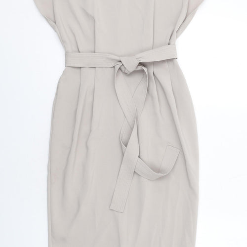 ASOS Womens Grey Polyester Sheath Size 8 Round Neck Zip