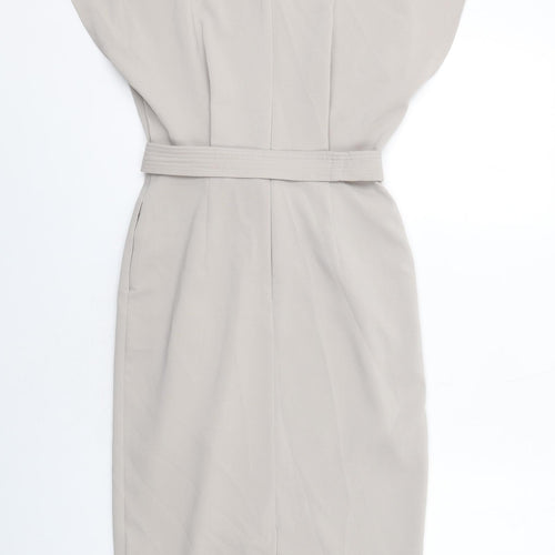 ASOS Womens Grey Polyester Sheath Size 8 Round Neck Zip
