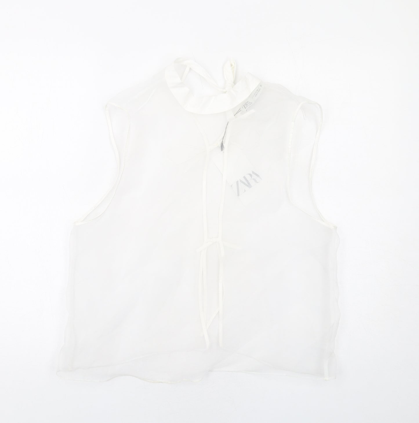 Zara Womens White Polyester Basic Tank Size M Mock Neck