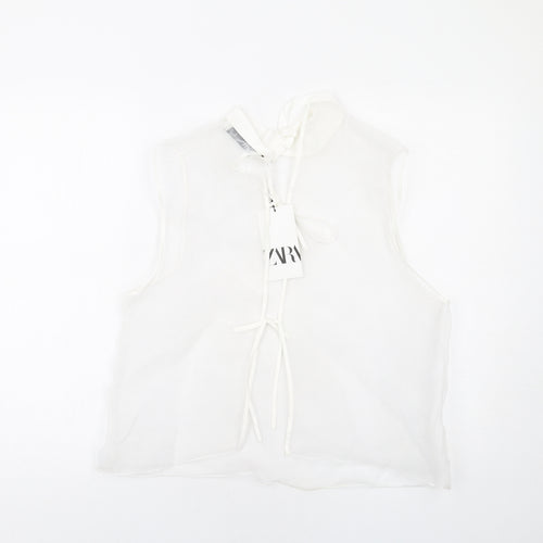 Zara Womens White Polyester Basic Tank Size M Mock Neck