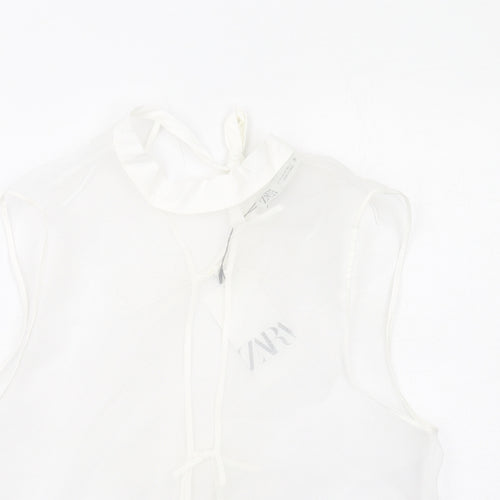 Zara Womens White Polyester Basic Tank Size M Mock Neck