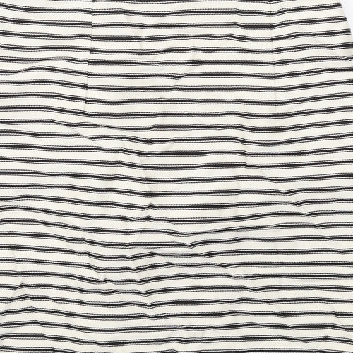 Topshop Womens Ivory Striped Cotton A-Line Skirt Size 10 Button