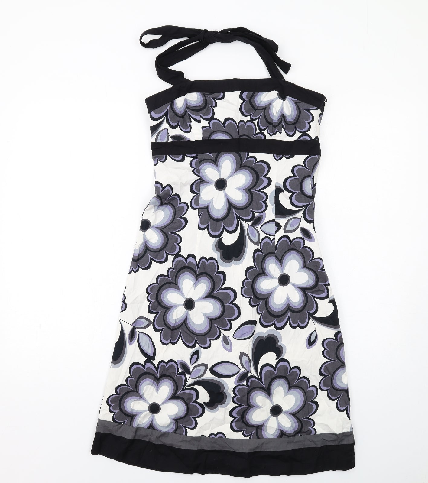 Oasis Womens Multicoloured Floral Cotton Shift Size 10 Halter Zip