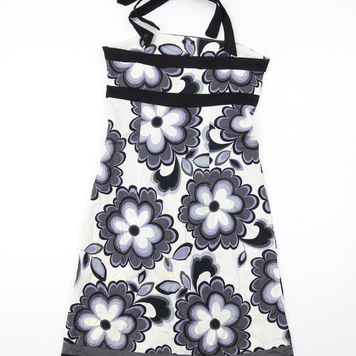 Oasis Womens Multicoloured Floral Cotton Shift Size 10 Halter Zip