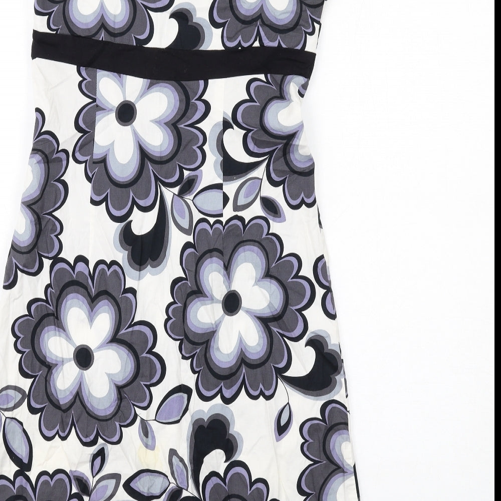 Oasis Womens Multicoloured Floral Cotton Shift Size 10 Halter Zip