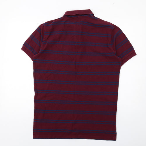 Polo Ralph Lauren Mens Red Striped Cotton Polo Size L Collared Button