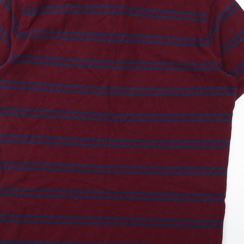 Polo Ralph Lauren Mens Red Striped Cotton Polo Size L Collared Button
