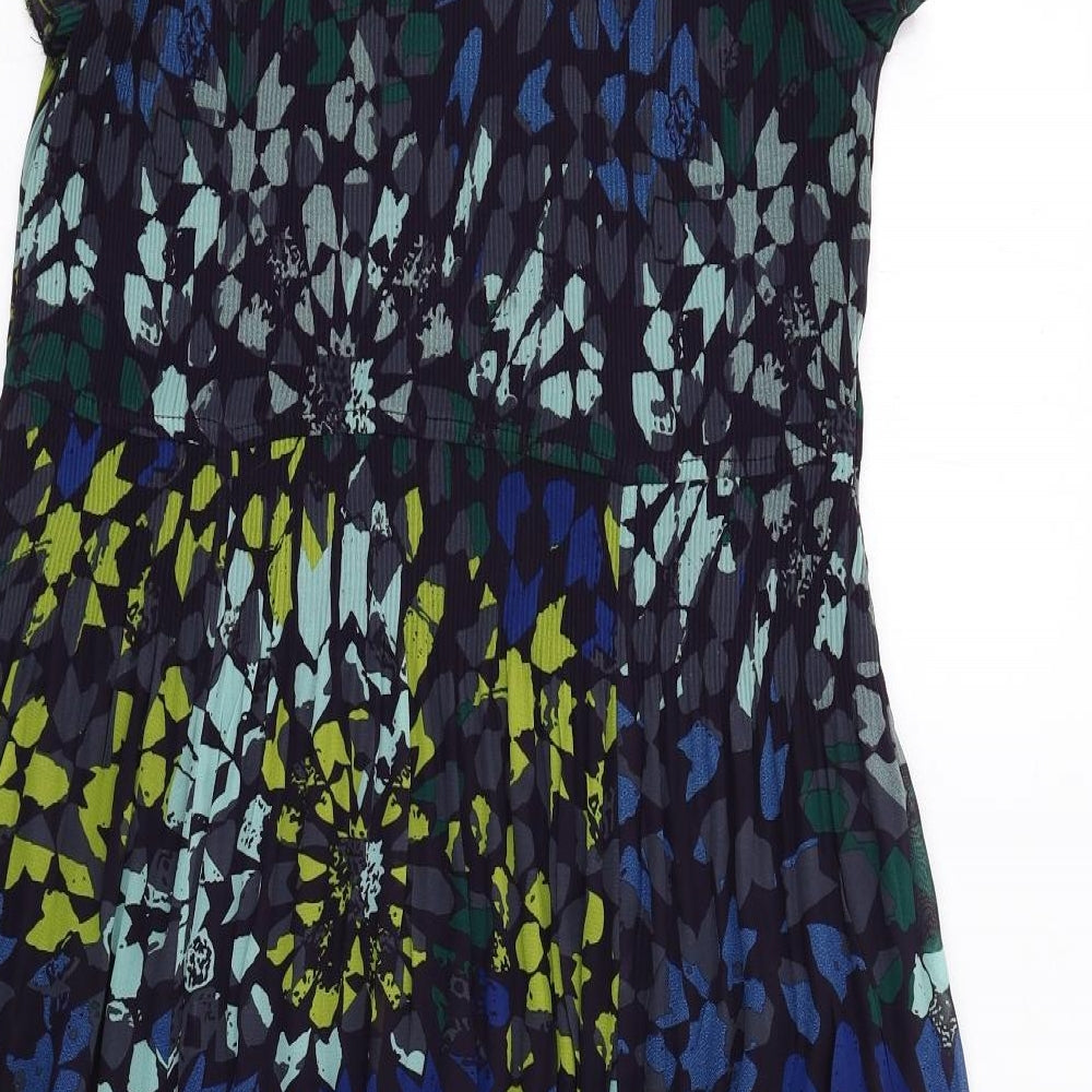 Virtuelle Womens Multicoloured Geometric Polyester A-Line Size 14 Scoop Neck Pullover